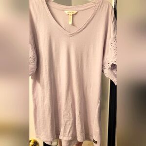 Matilda Jane Womens S, Light Purple  Short Sleeve Relaxed T-Shirt with Lace Slee